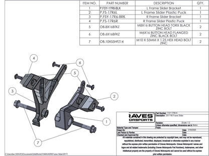 Graves Diamond Frame Sliders  Yamaha YZF-R6 2017 +