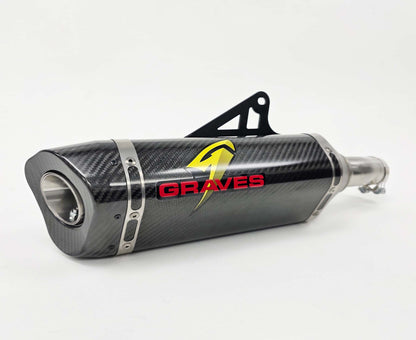 Graves Motorsports Exhaust Cat-Back Carbon Silencer Kawasaki Ninja 400/500 2018-2024 - Adventure Parts