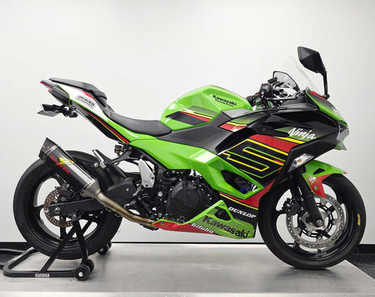 Graves Motorsports LINK Stainless/Carbon Full Exhaust System Kawasaki Ninja 400/500 2018-2024 - Adventure Parts