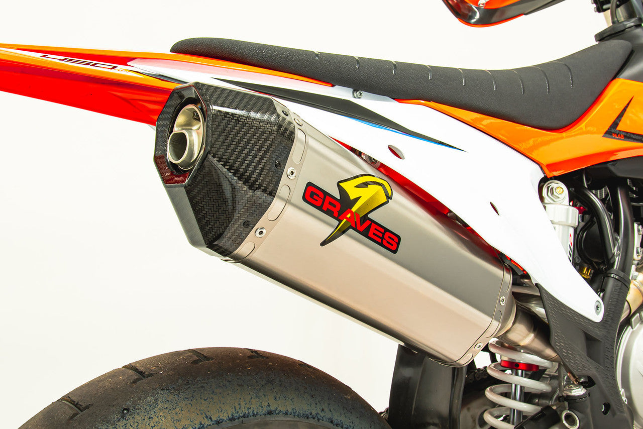 Graves Motorsports Slip-on Exhaust Carbon End Cap Titanium GAS GAS EX350F 2021-2023