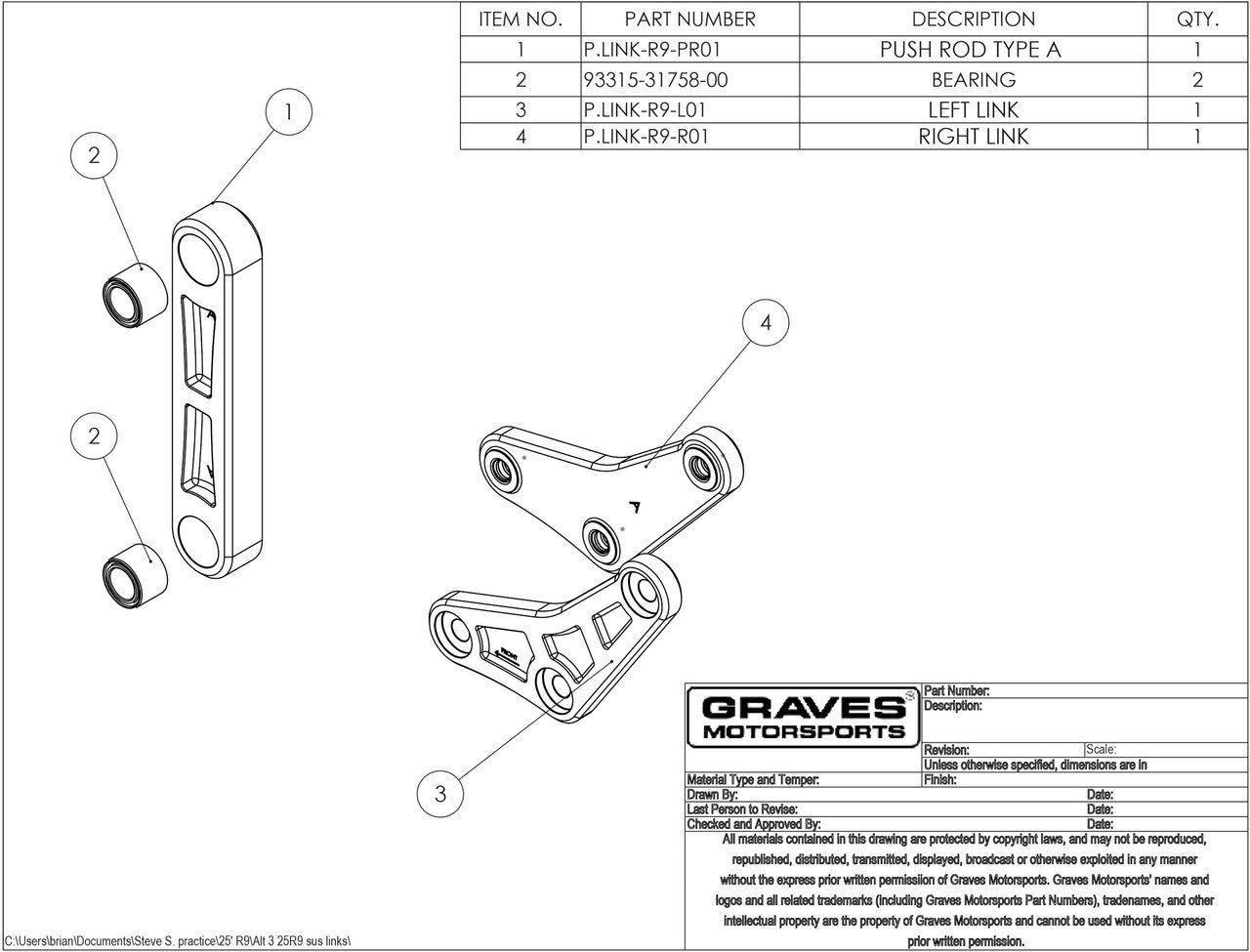 Graves Motorsports Suspension Link Kit Yamaha R9 - A Spec 2025-2026 - Adventure Parts