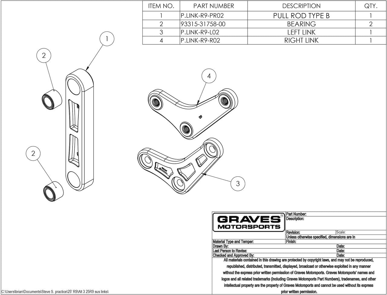 Graves Motorsports Suspension Link Kit Yamaha R9 - B Spec 2025-2026 - Adventure Parts