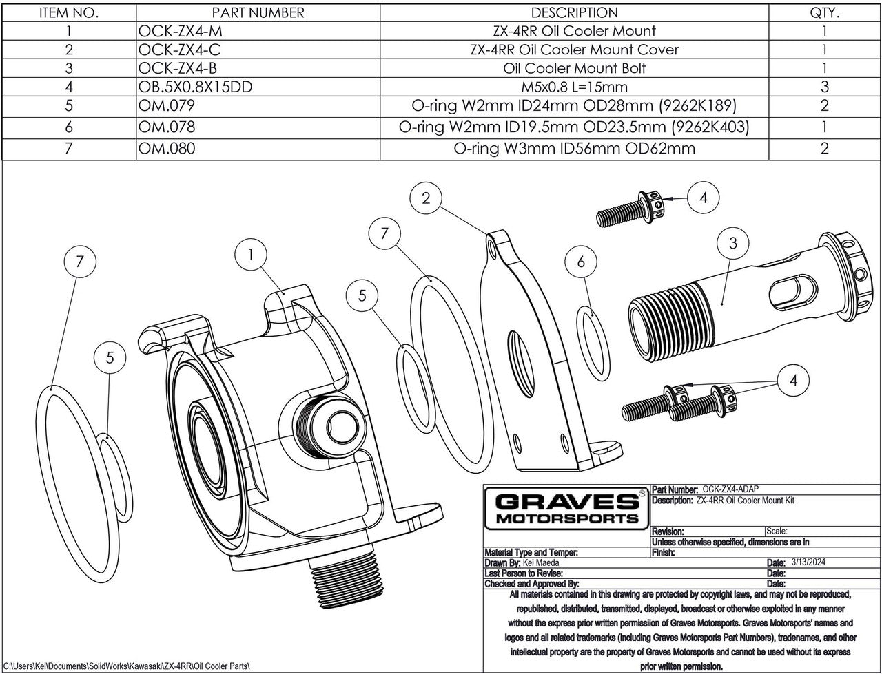 モノクローム Graves Motorsports Oil Adapter Mount Kawasaki ZX-4RR/4R 2023+