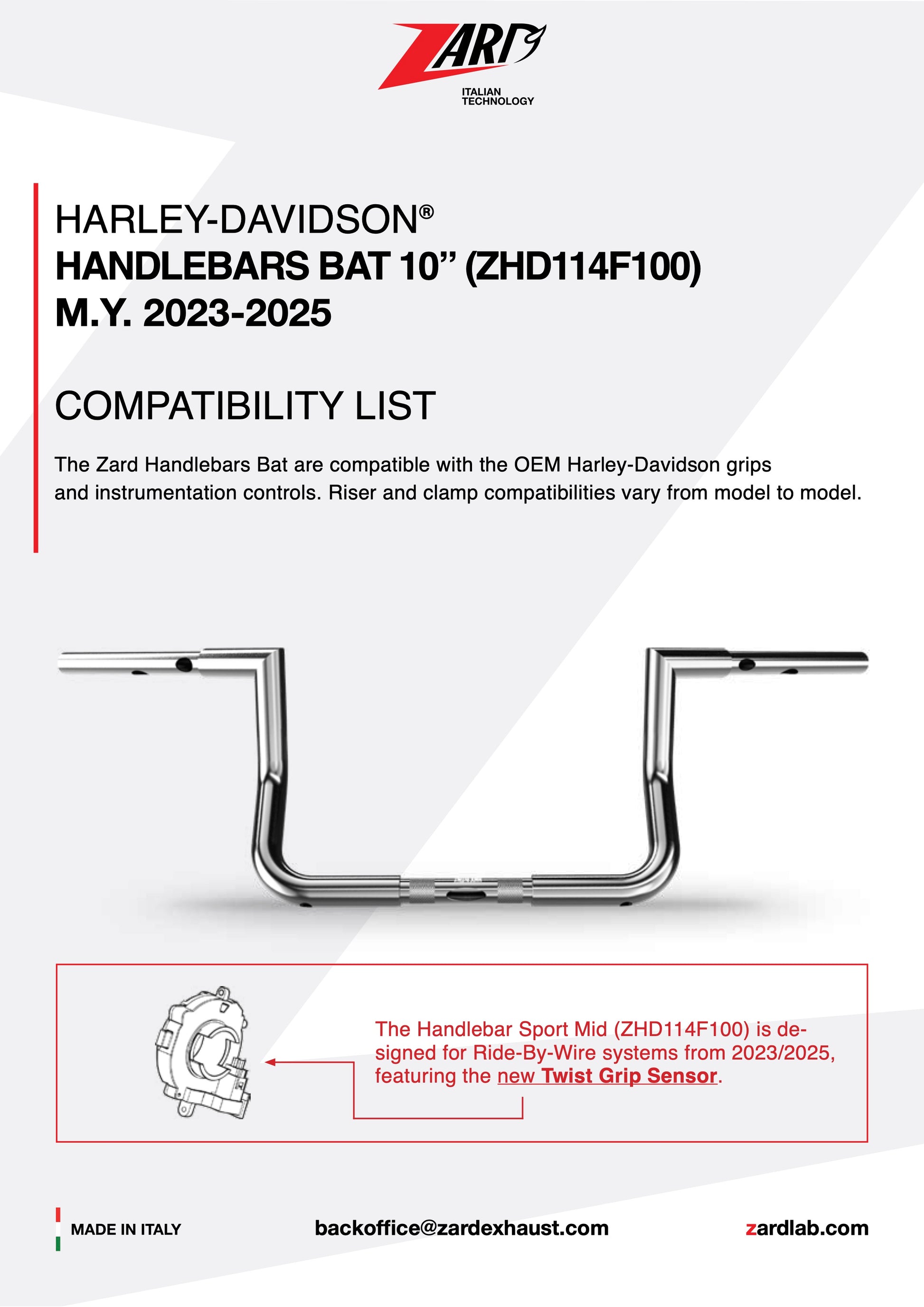 ZARD Handlebar Bat 10" Harley Davidson Grand American Touring 2024-2025 - Adventure Parts