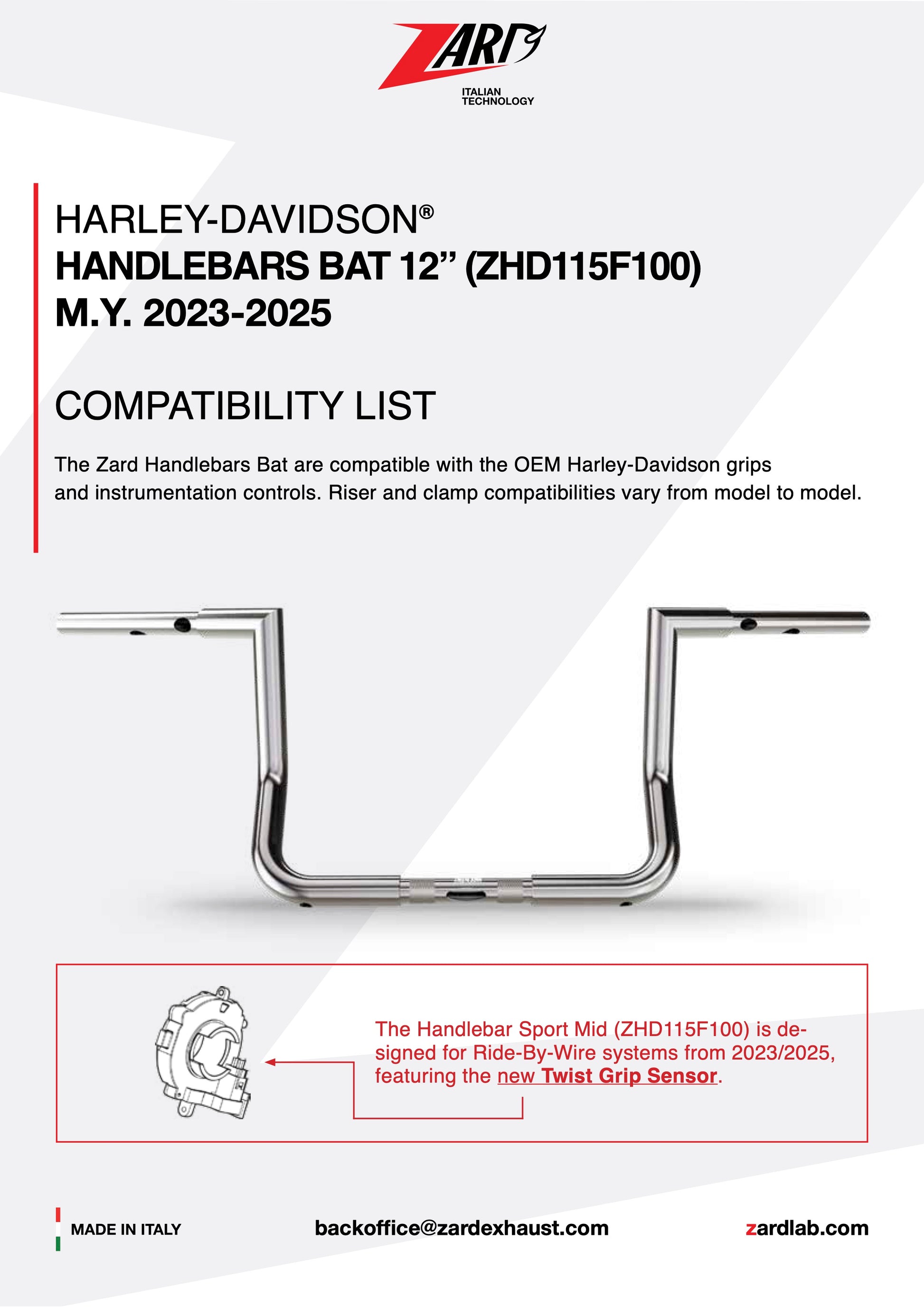 ZARD Handlebar Bat 12" Harley Davidson Grand American Touring 2024-2025 - Adventure Parts