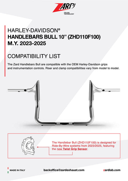 ZARD Handlebar Bull 10" Harley Davidson Grand American Touring 2024-2025