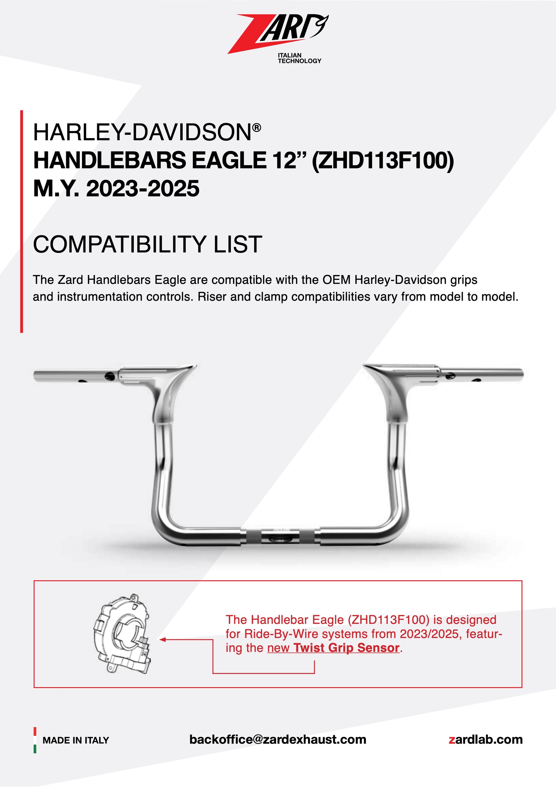 ZARD Eagle 12" Harley Davidson Grand American Touring Handlebar 2024-2025 - Adventure Parts
