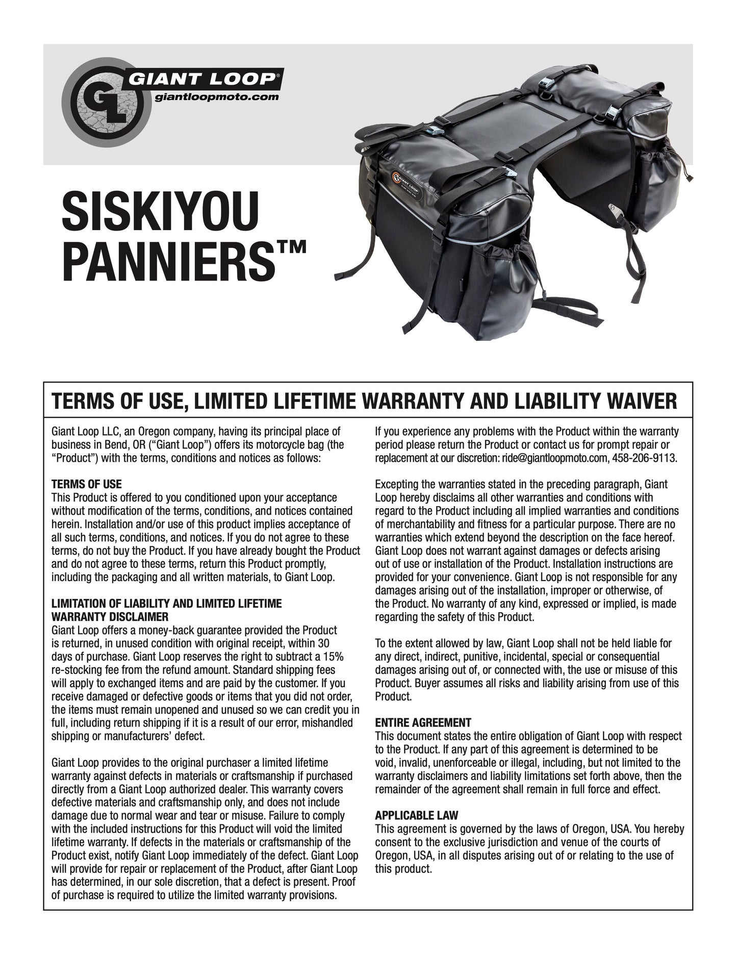 Giant Loop Siskiyou Panniers Outlet