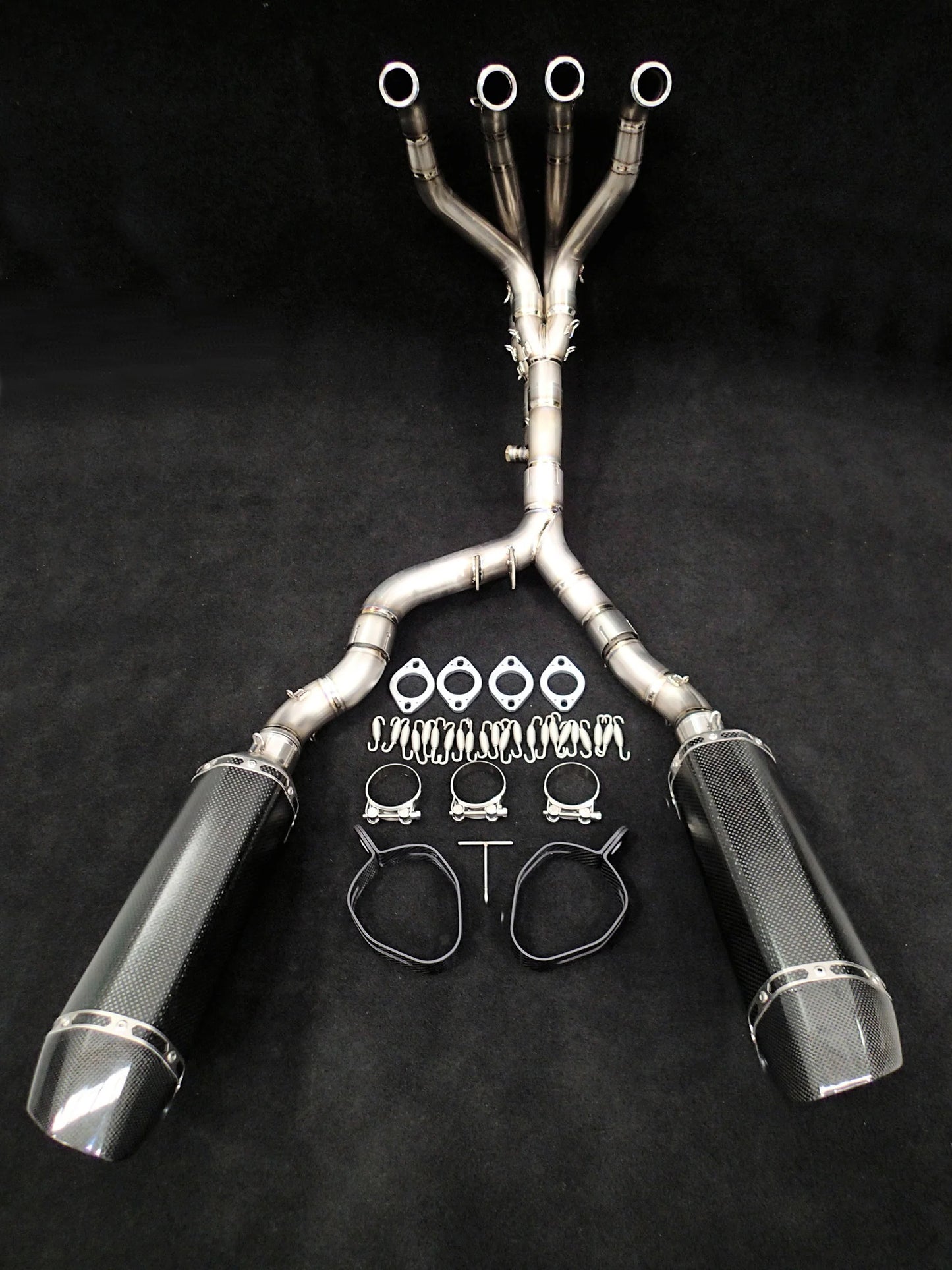 Vandemo Titanium Exhaust System with Carbon Fibre Mufflers Kawasaki Z1000 2014-2020