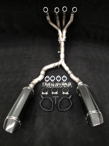 Vandemo Titanium Exhaust System with Carbon Fibre Mufflers Kawasaki Z1000 2014-2020