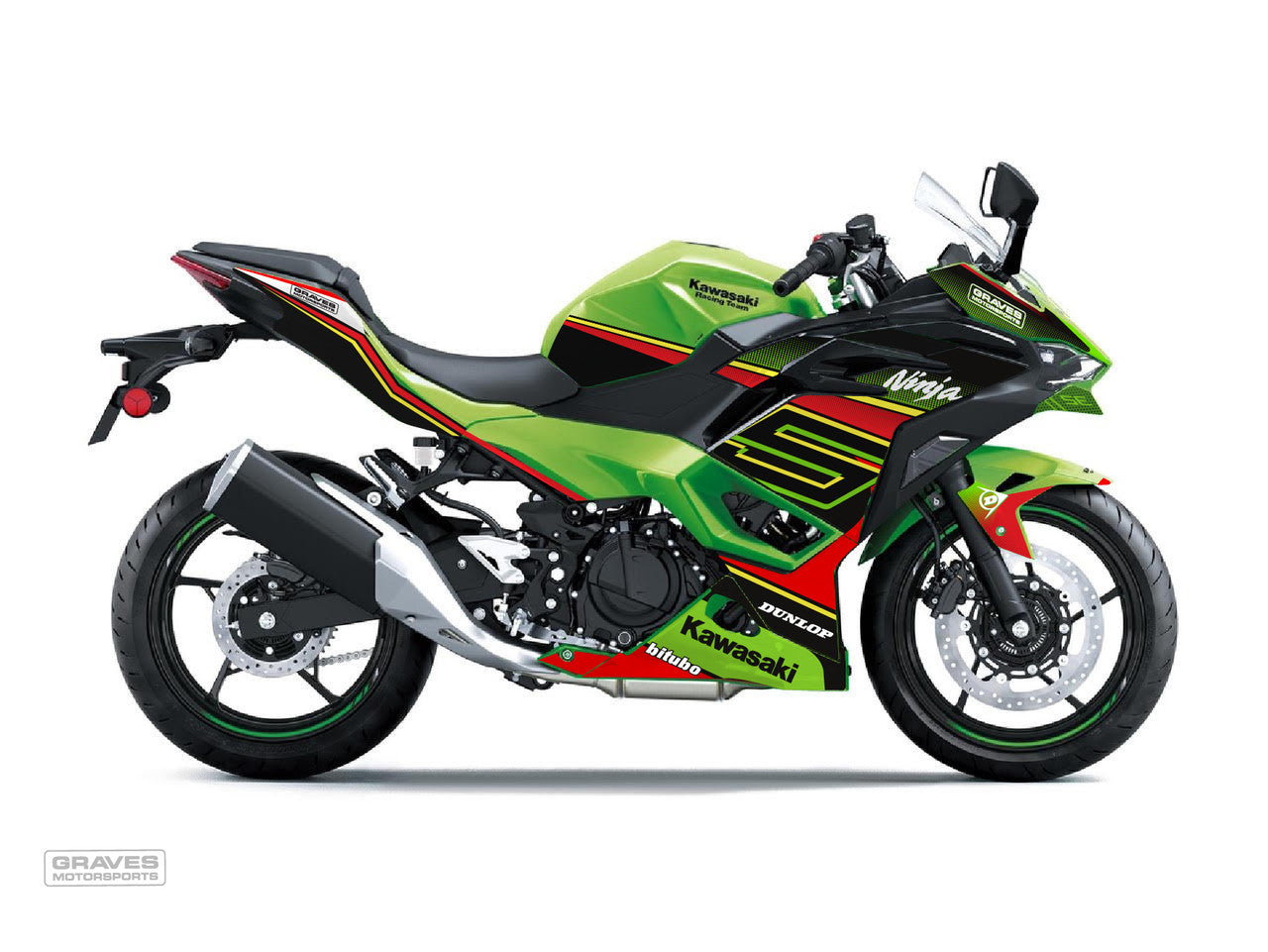 Graves OEM Bodywork Graphics Set Green Kawasaki Ninja 500 2024