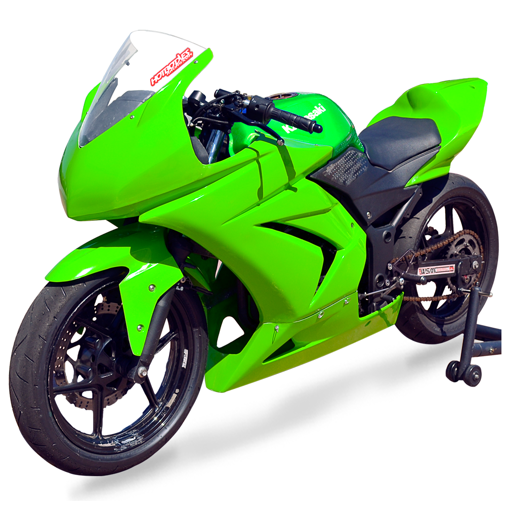 Hotbodies Racing Race Bodywork – Color Form Green Kawasaki Ninja 250R 2008-2012 - Adventure Parts