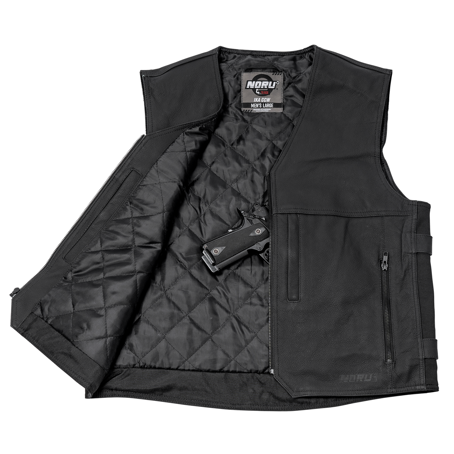 Noru Ika CCW Leather Motorcycle Vest - Adventure Parts