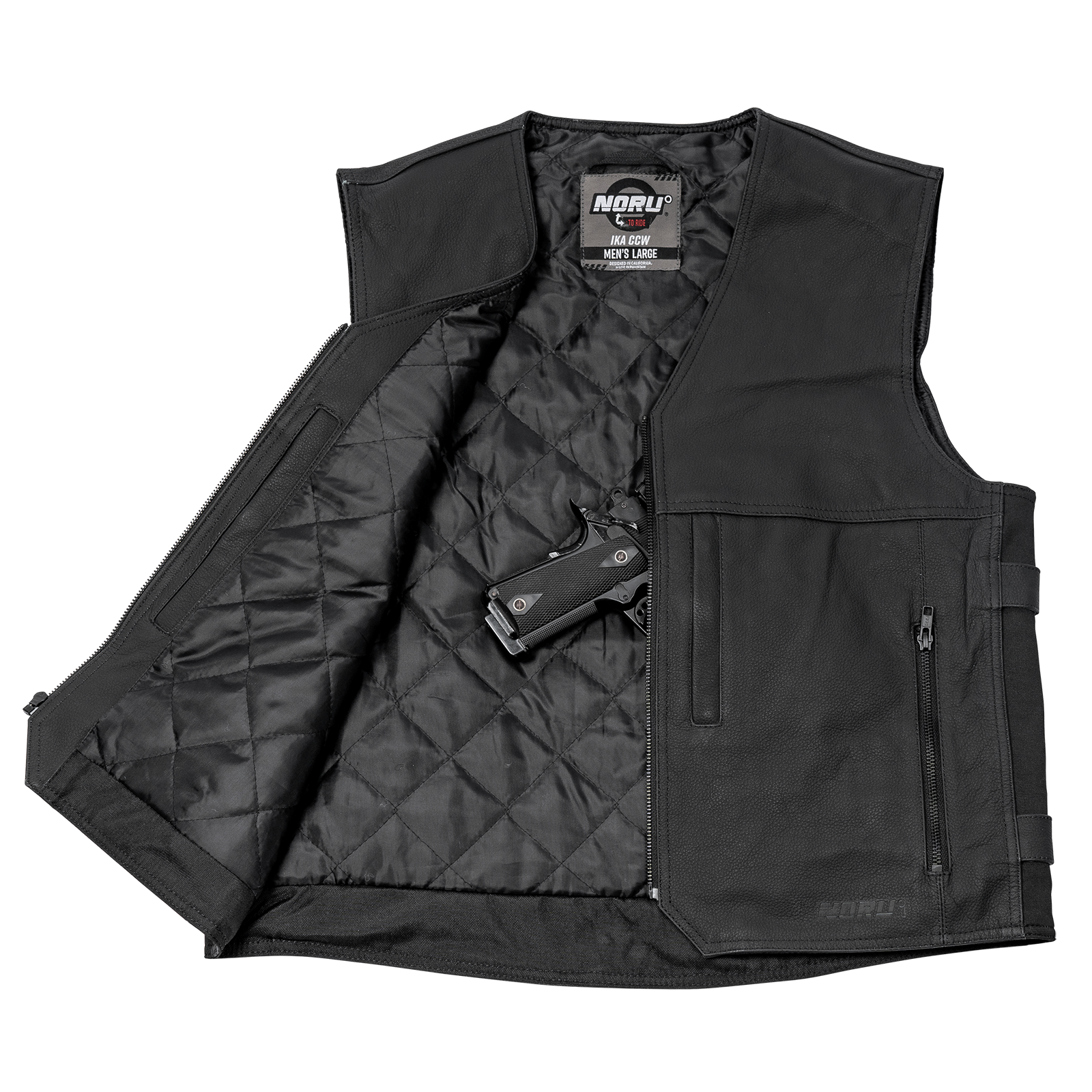 Noru Ika CCW Leather Motorcycle Vest - Adventure Parts