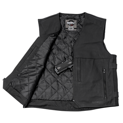 Noru Ika CCW Leather Motorcycle Vest - Adventure Parts