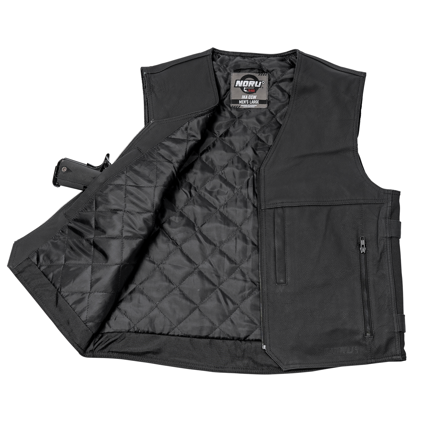 Noru Ika CCW Leather Motorcycle Vest - Adventure Parts