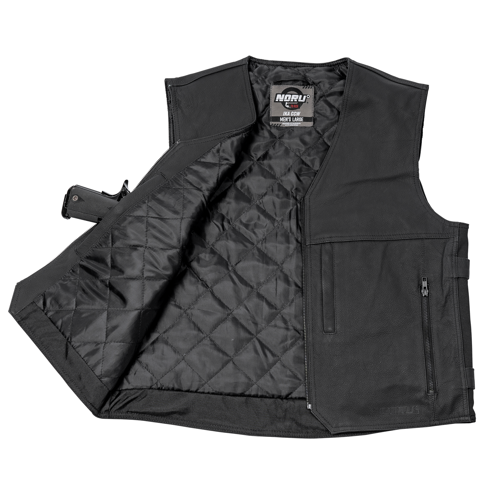 Noru Ika CCW Leather Motorcycle Vest - Adventure Parts