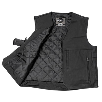 Noru Ika CCW Leather Motorcycle Vest - Adventure Parts