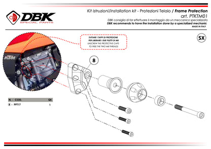 DBK Frame Protection Kit KTM 990 Duke 2024-2025 - Adventure Parts