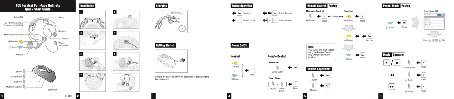 Sena 10U Bluetooth Communication System Shoei Helmets