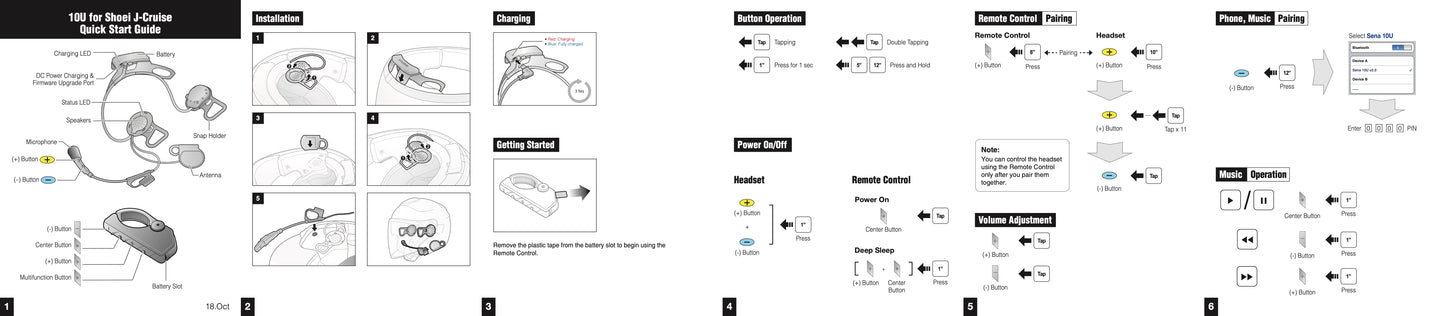 Sena 10U Bluetooth Communication System Shoei Helmets