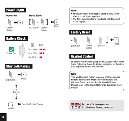 Sena RC4 4-Button Bluetooth Remote