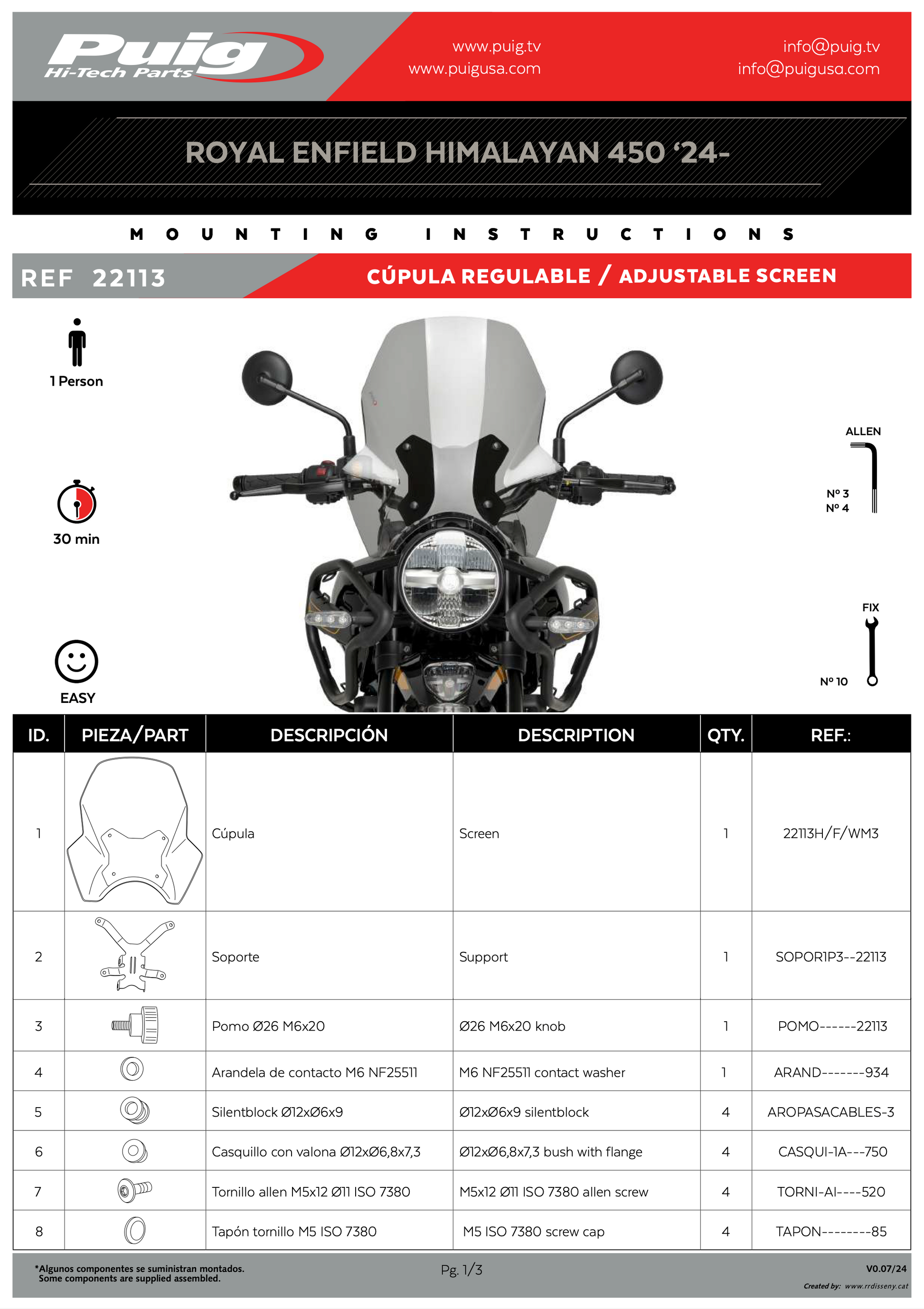 Puig Adjustable Windscreen Royal Enfield Himalayan 450 2024-2025 - Adventure Parts