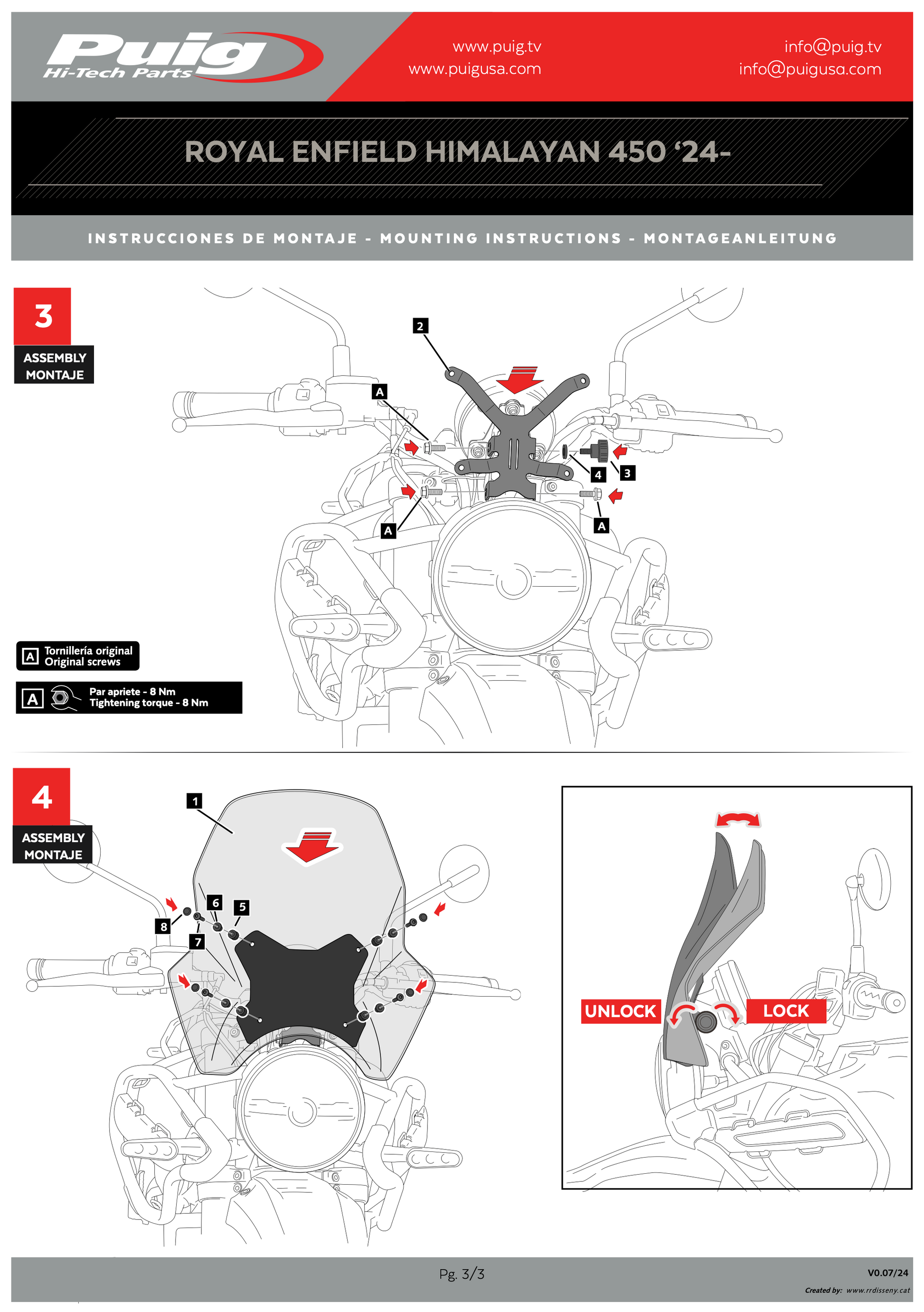 Puig Adjustable Windscreen Royal Enfield Himalayan 450 2024-2025 - Adventure Parts