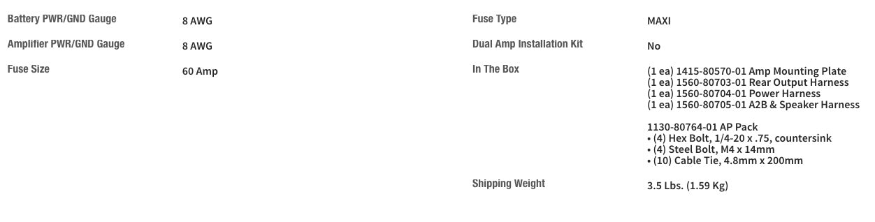 Rockford Fosgate Amp Installation Kit Harley Davidson 2024+