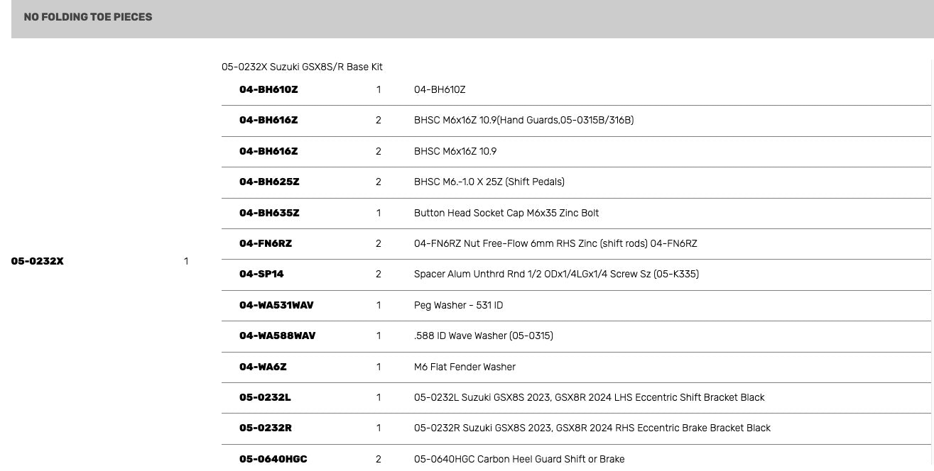 Woodcraft Complete GP Shift Rearset Kit W/Pedals Suzuki GSX-8R 2024-2025 - Adventure Parts