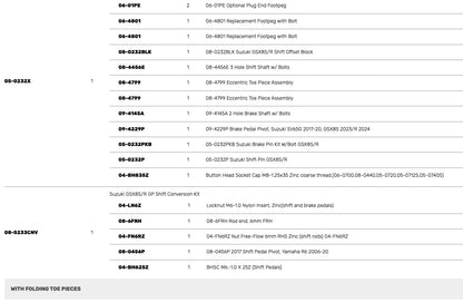 Woodcraft Complete GP Shift Rearset Kit W/Pedals Suzuki GSX-8R 2024-2025 - Adventure Parts