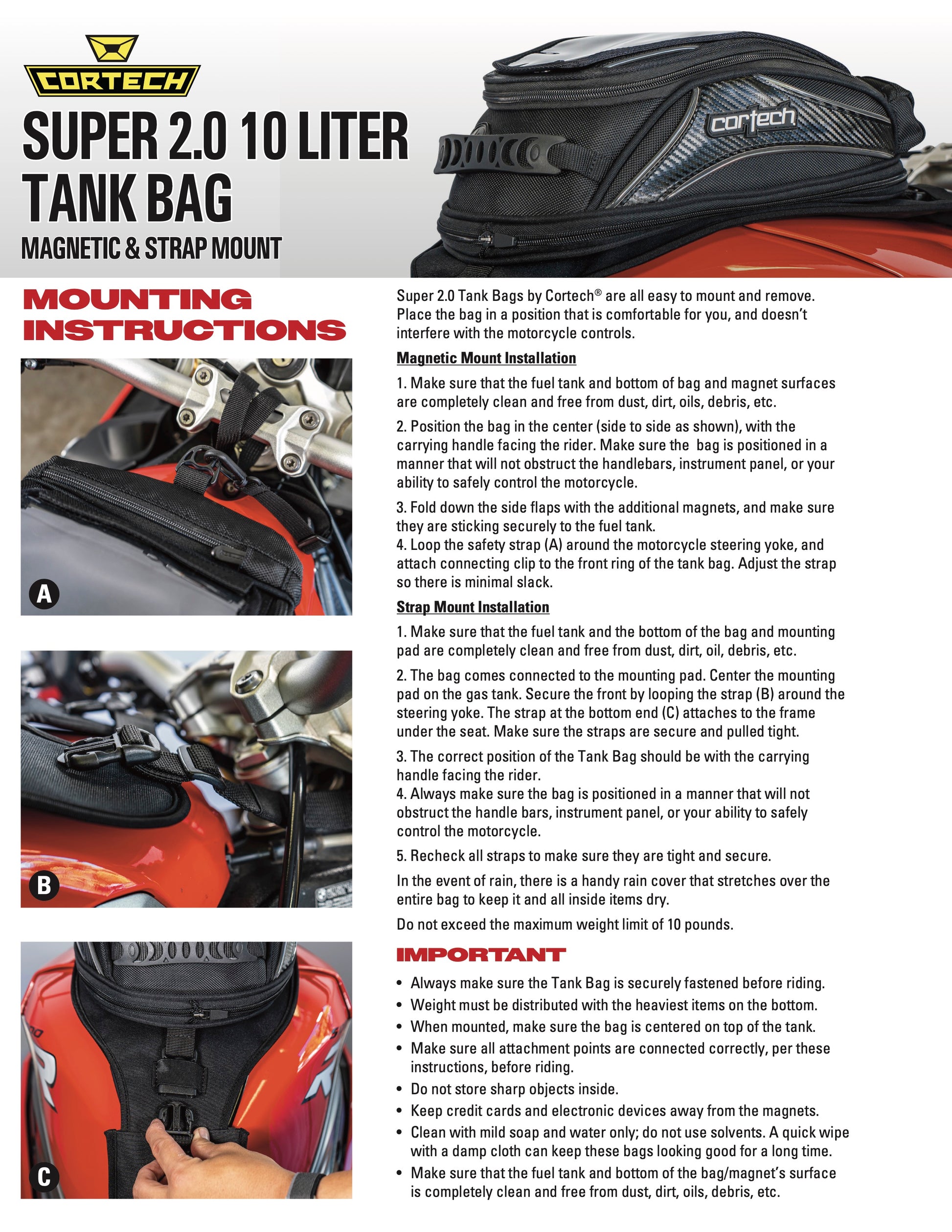 Cortech Super 2.0 10L Motorcycle Tank Bag - Adventure Parts