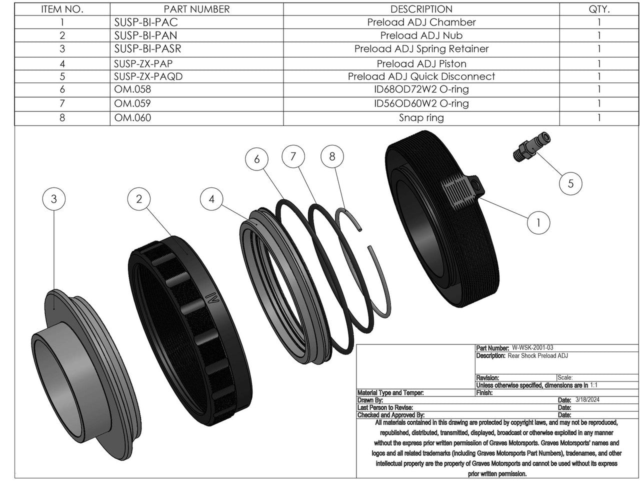 Graves Motorsports Pneumatic Preload Adjuster for Bitubo Shocks