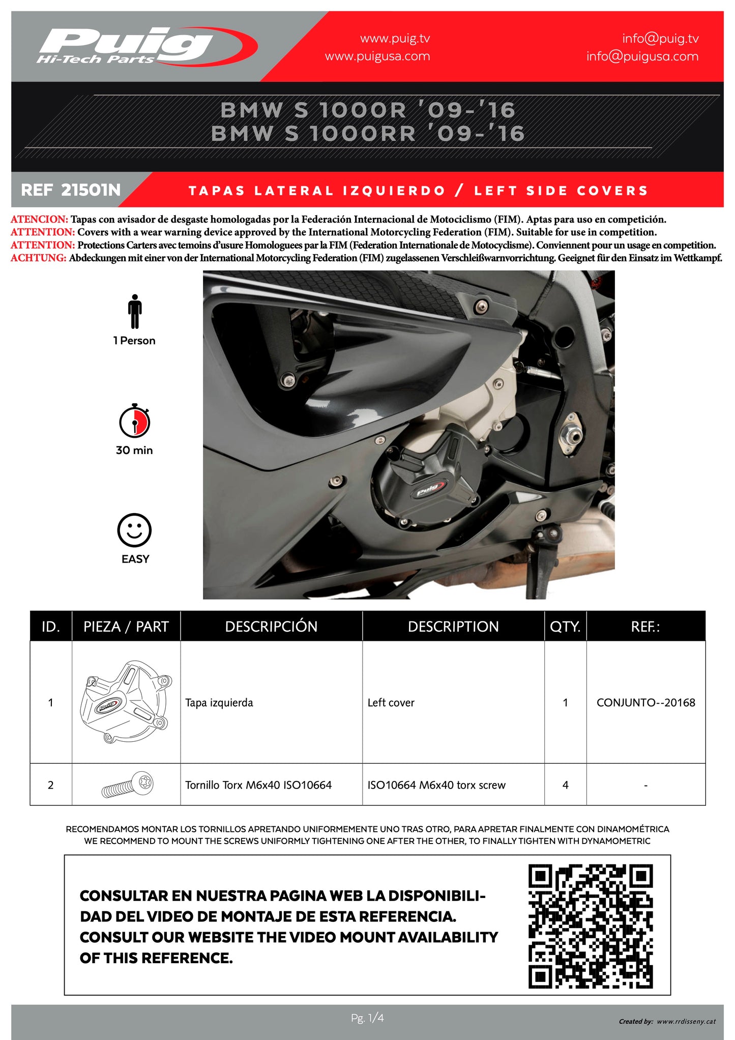 Puig Engine Case Covers Track BMW S1000R 2014-2016, S1000RR 2009-2016