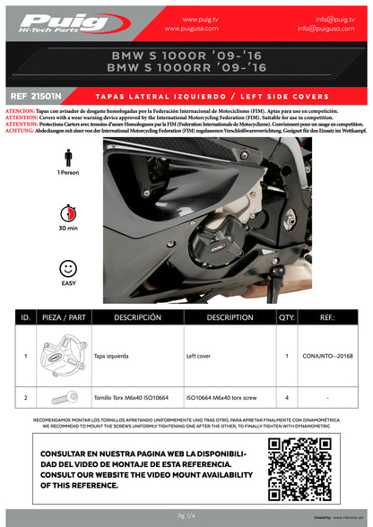 Puig Engine Case Covers Track BMW S1000R 2014-2016, S1000RR 2009-2016