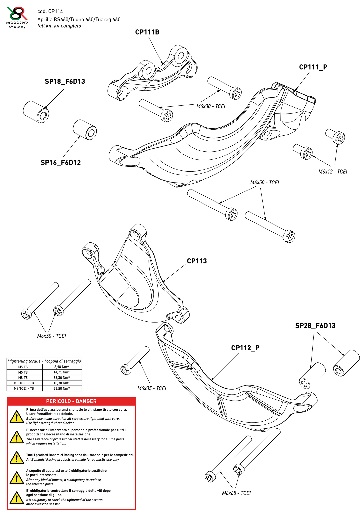 Bonamici Case Savers 3-Piece Kit Aprilia RS 660 2020+