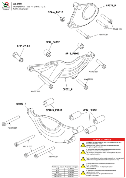 Bonamici Case Savers Full Kit Triumph Street Triple 765 S/R/RS 2017-2024