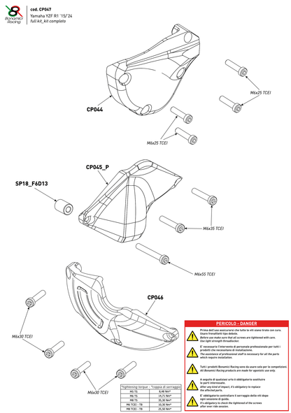 Bonamici Case Savers Full Kit Yamaha YZF-R1 R1M 2015-2024