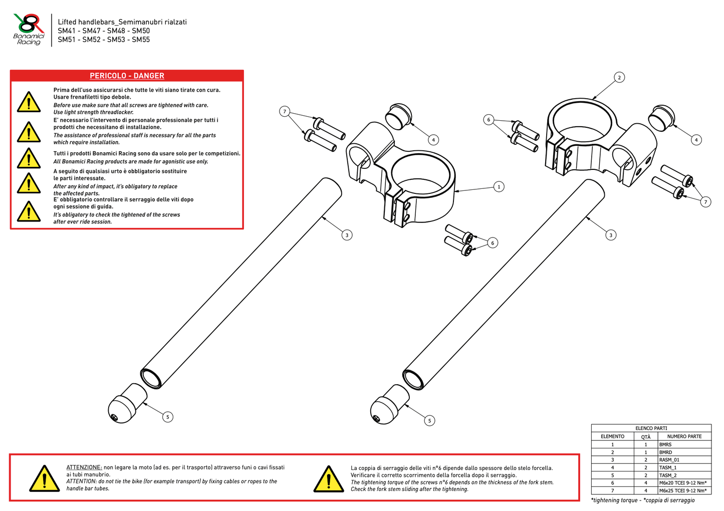 Bonamici Clip-Ons 51mm Lifted KTM RC8 1190