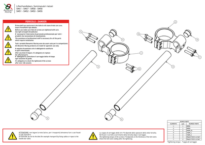 Bonamici Clip-Ons 53mm Lifted Ducati 1098/1198