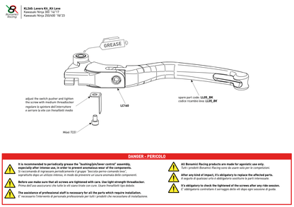 Bonamici Folding Levers Kawasaki Ninja 250/400 2018-2023, 300 2014-2017