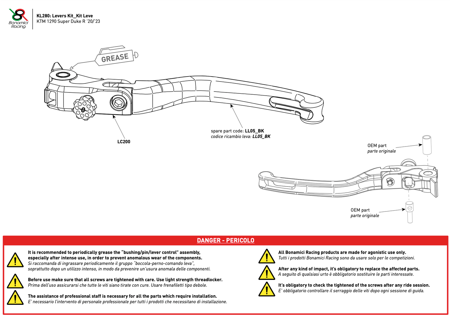 Bonamici Folding Levers KTM 1290 Super Duke 2020+