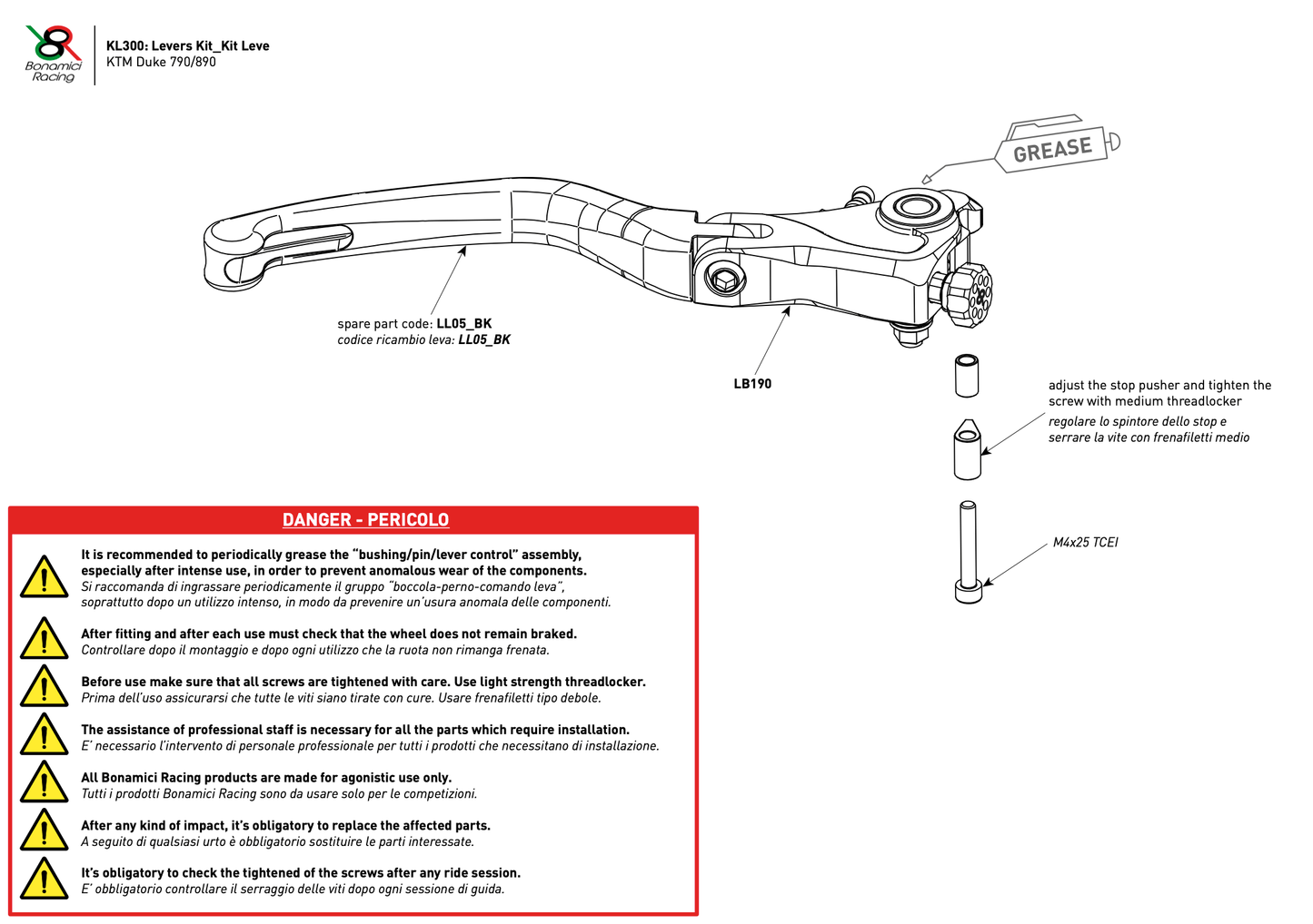 Bonamici Folding Levers KTM 790/890 Duke 2018+ (Non R)