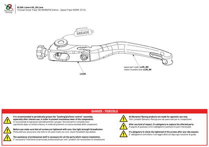 Bonamici Folding Levers Triumph Speed Triple RS/RR 2021-2024