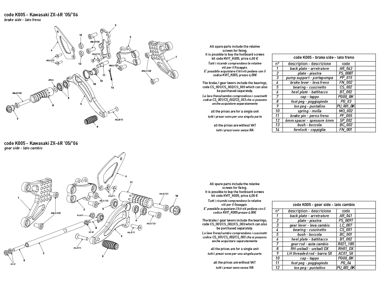 Bonamici Rearsets Kawasaki Ninja ZX-6R 2005-2006