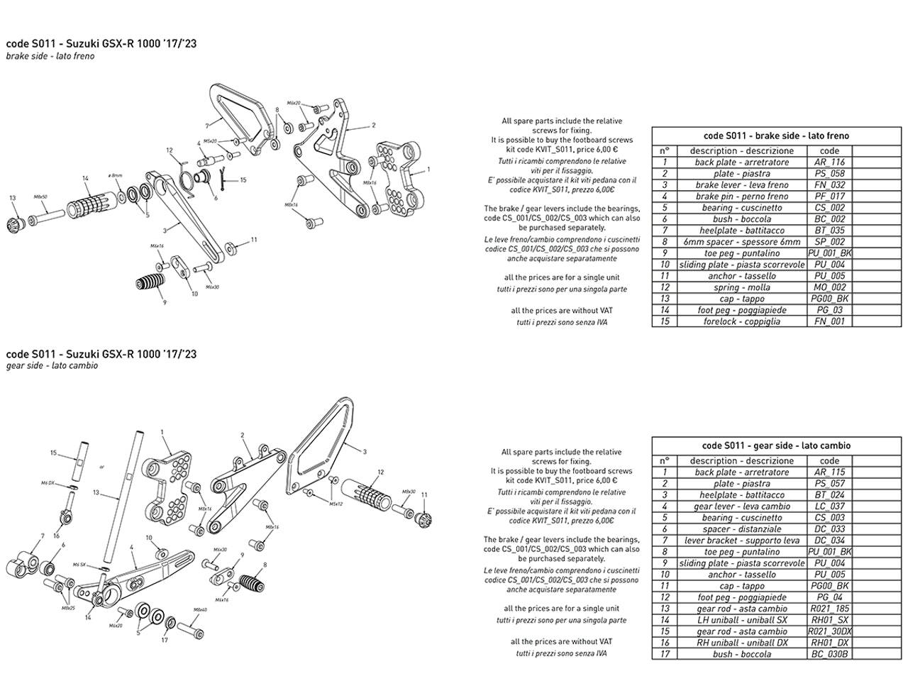 Bonamici Rearsets Suzuki GSX-R1000 2017+