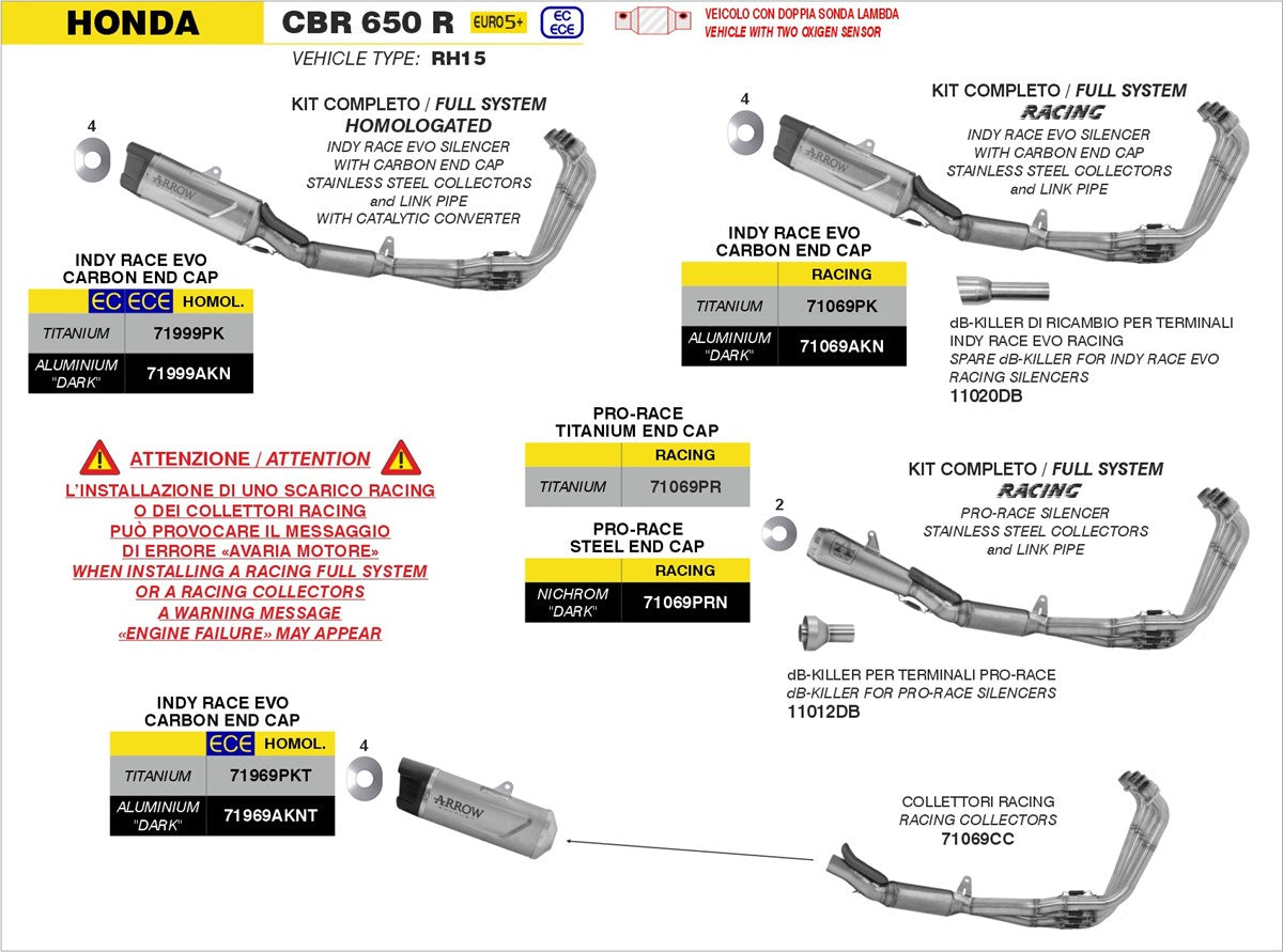 Arrow Full Exhaust System Honda CBR 650 R 2024-2026 - Adventure Parts
