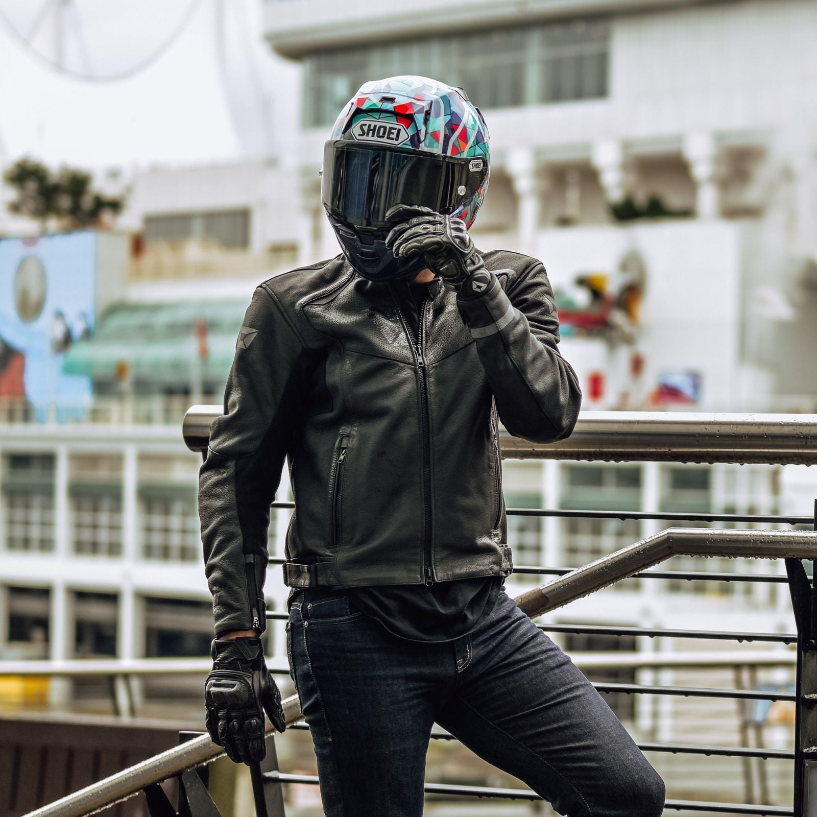 CORTECH】コーテック（XL）バイクジャケット＊デニム＊レザーパッチ