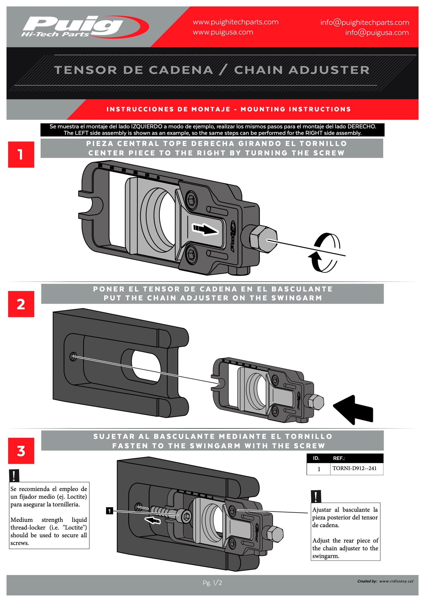 Puig Chain Tensioner Yamaha YZF-R1 2020-2026 - Adventure Parts