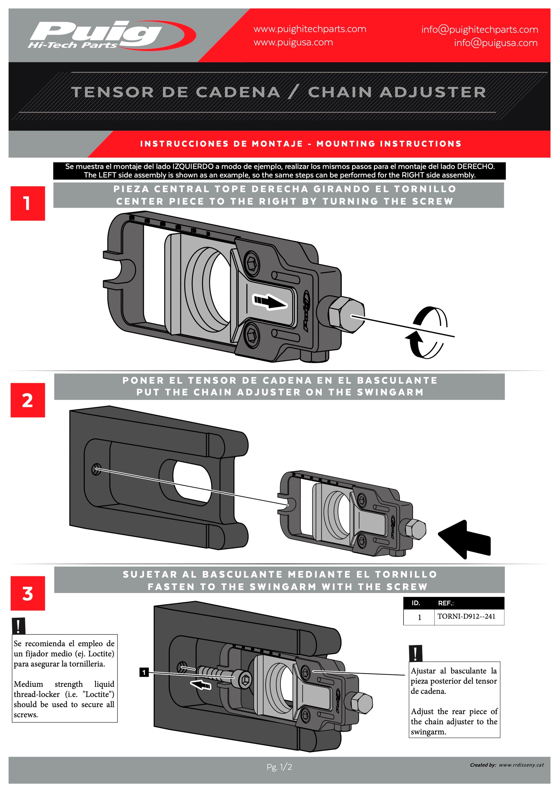 Puig Chain Tensioner Yamaha YZF-R1 2020-2026 - Adventure Parts